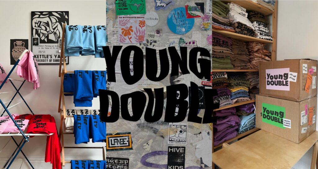 Young Double のハンドプリントアイテムとブランドの世界観